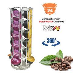 Coffee Pod Holder 24 Rotating Capsule Stand Display Rack Dolce Gusto 2019303