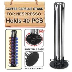 Coffee Pod Holder 40 Rotating Nespresso Capsules Tower Display Rack 2019301