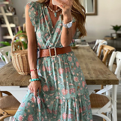 Maxi Dress Floral Summer Dresses + Belt Size 8-10 J2301GN4