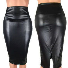 Leather Midi Skirt Size 12-14 F1023BK6