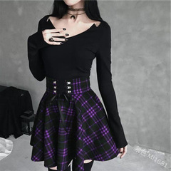 Pleated Skirt Gothic Tartan Skirt Womens Clothing Size 8-10 F0942PP2