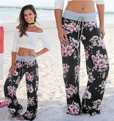 Black Blossom Charm Floral Relaxed Wide Leg Baggy Pants 2359916