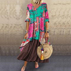 Maxi Dress Boho Floral Summer Dresses Womens Clothing Size 20-22 J2272RD8