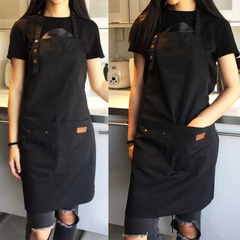 Cotton Apron Coffee Shop Overalls Bar Kitchen Restaurant Uniform I0543BK0