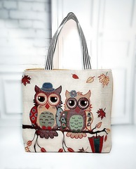 Linen Shopping Tote Bag Women Bags E0391RD0