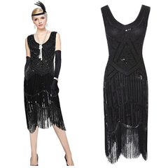Flapper Dress Gatsby Ball Evening Dress Womens Clothing Size 14-16 J2148BK5