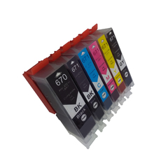 6 PACK PGI-670XL BK CLI-671XLBK C M Y GY Compatible Ink Cartridge for CANON*INKPGI670CLI671
