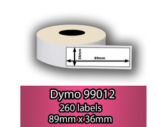 99012 Dymo Compatible Printing White Label 36x89mm