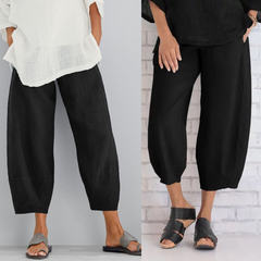 Black Linen Pants Cropped Womens Clothing Size 16-18 F0974BK7