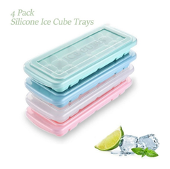 Silicone Ice Cube Tray Molds With Lid 4 Trays 3631003