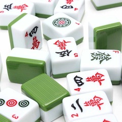 Mahjong Game 144 White / Green Backed Tiles 2038801
