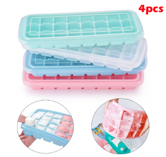 Silicone Ice Cube Tray Molds With Lid 4 Trays 3631004