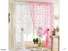 1*2M Butterfly Pattern Tassel String Curtain-White 3610521