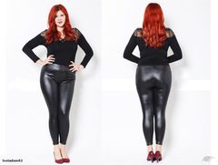 Leather Look Pants Womens Leggings Tights Size 14-18 2438518