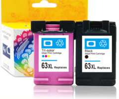 HP63 XL BK and Color Compatible Ink Cartridge for HP Printer DeskJet 1110*INKHP63BK+COLOR