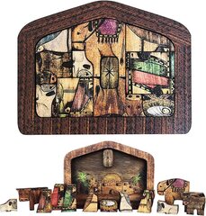 Nativity Puzzle Wood Burned Design Wooden Jesus Puzzle Game Toy S 3662601